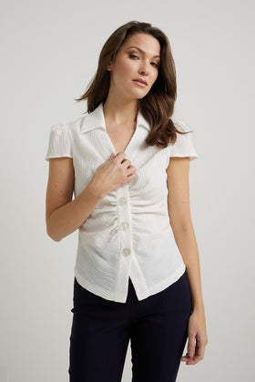 Women's Joseph Ribkoff | Crinkle Cap Sleeve Top | Vanilla