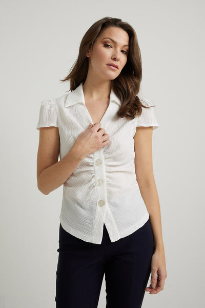 Women's Joseph Ribkoff | Crinkle Cap Sleeve Top | Vanilla