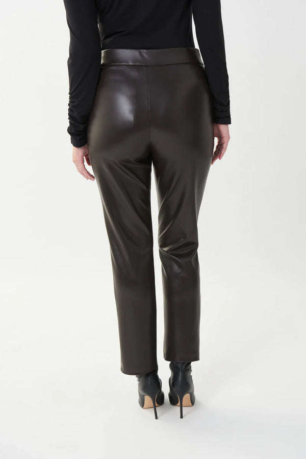 Women's Joseph Ribkoff | Faux Leather Straight Leg Pant | Mocha