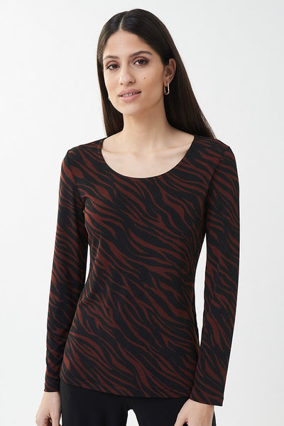 Women's Joseph Ribkoff | Chic Mesh and Animal Cowl Neck Top | Black
