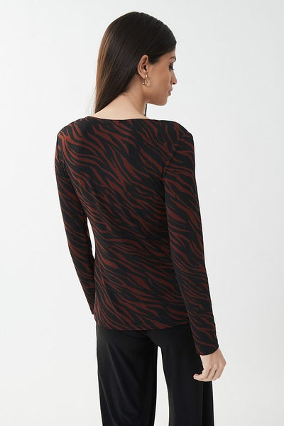 Women's Joseph Ribkoff | Chic Mesh and Animal Cowl Neck Top | Black