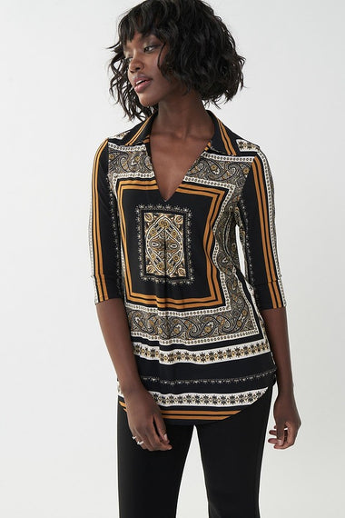 Women's Joseph Ribkoff | Artistic Paisley Print Top | Black Multi