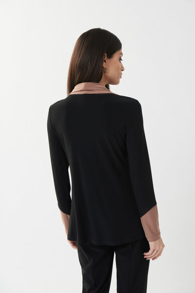 Women's Joseph Ribkoff | Chic Two Tone Cowl Neck Top | Black