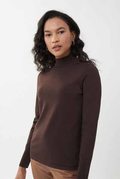 Women's Joseph Ribkoff | Mock Neck Studded Sweater | Mocha
