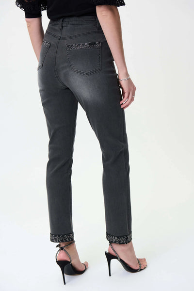 Women's Joseph Ribkoff |High Rise Straight Embellished Jean | Charcoal