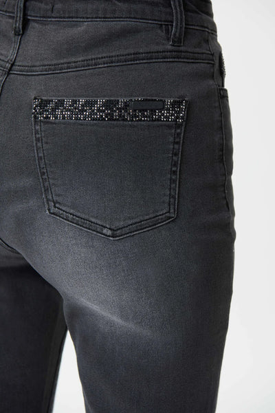 Women's Joseph Ribkoff |High Rise Straight Embellished Jean | Charcoal