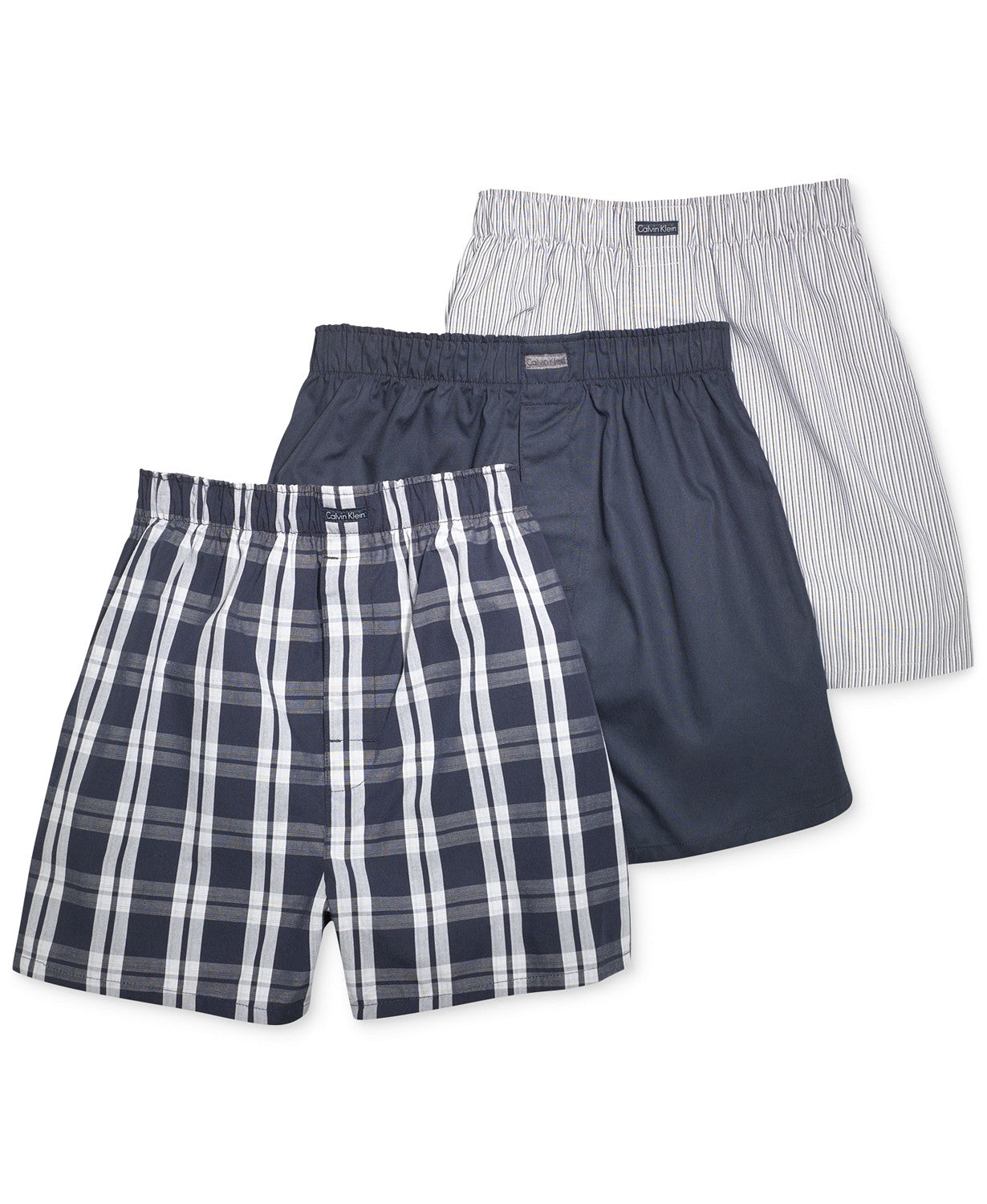 Calvin Klein Men's Woven Boxers - 3 Pack - Tide/Morgan Stripe - Small