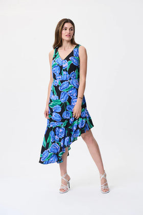 Women's Joseph Ribkoff | Ruffle Sleeveless Dress | Black Multi