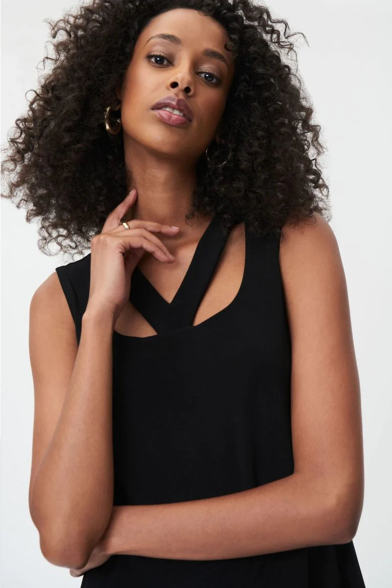 Black v sales neck tank top