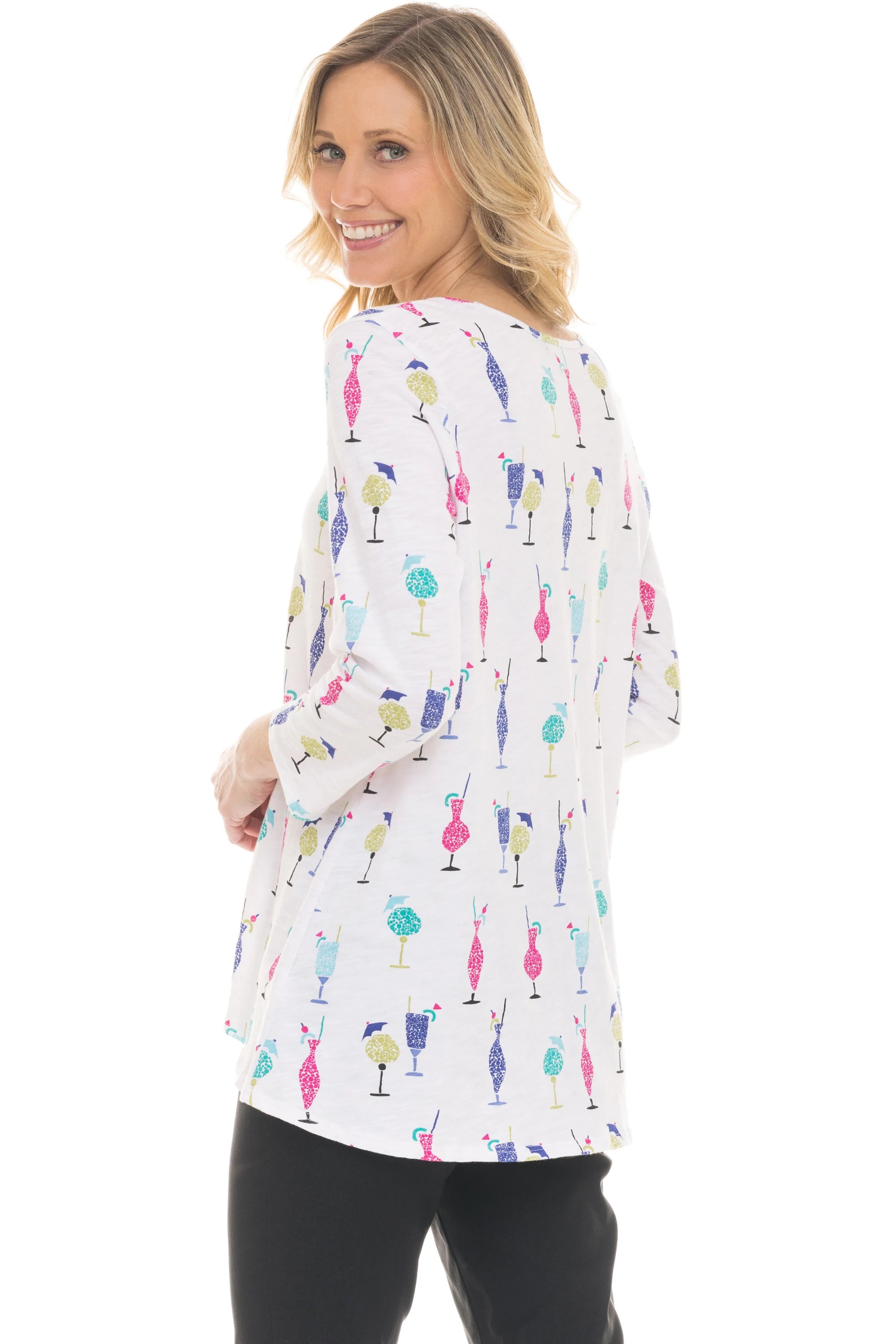 Women s Habitat Tropical Cocktails Swing Tunic White Print