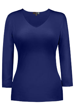 Women's Judy P | V-Neck Top with Three Quarter Length Sleeves | Navy