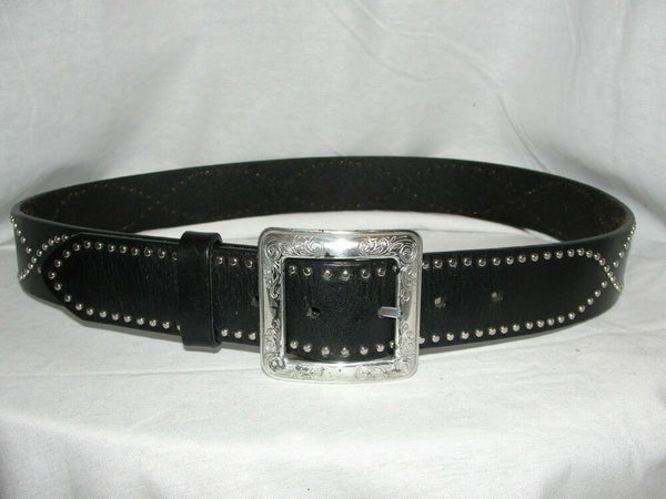 Women's Brighton | Silver Buckle Studded Belt | Black