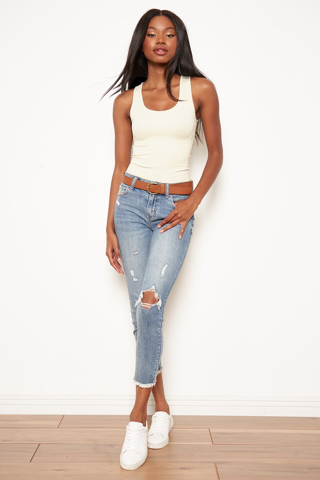 Women s Sugar Lips Original Seamless Ribbed Tank Top Ivory