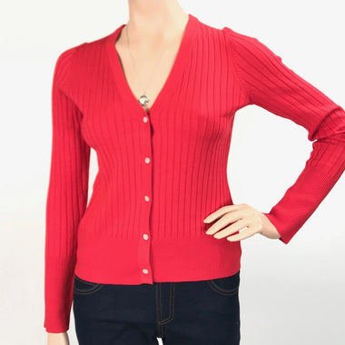 Women's 525 America | Fitted Ribbed Cardigan | Fire Red
