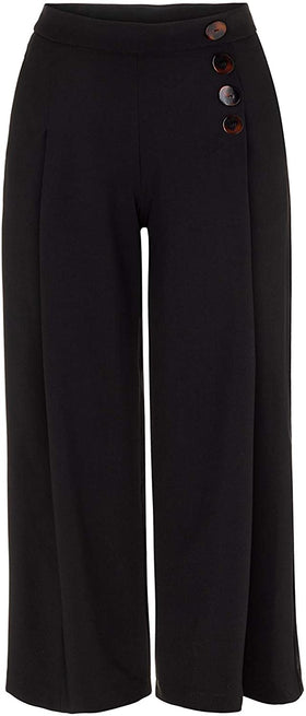 Women's Tribal Jeans | Wide Leg Ankle Pant with Button Accent | Black
