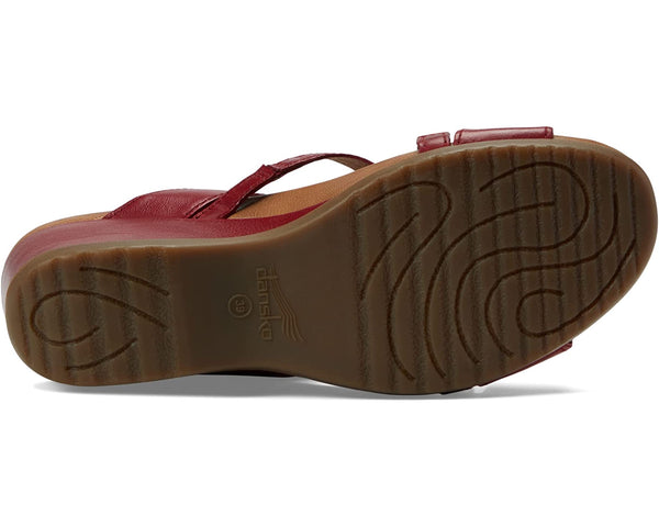 Women's Dansko | Ana Glazed Kid Leather Wedge Sandal | Red