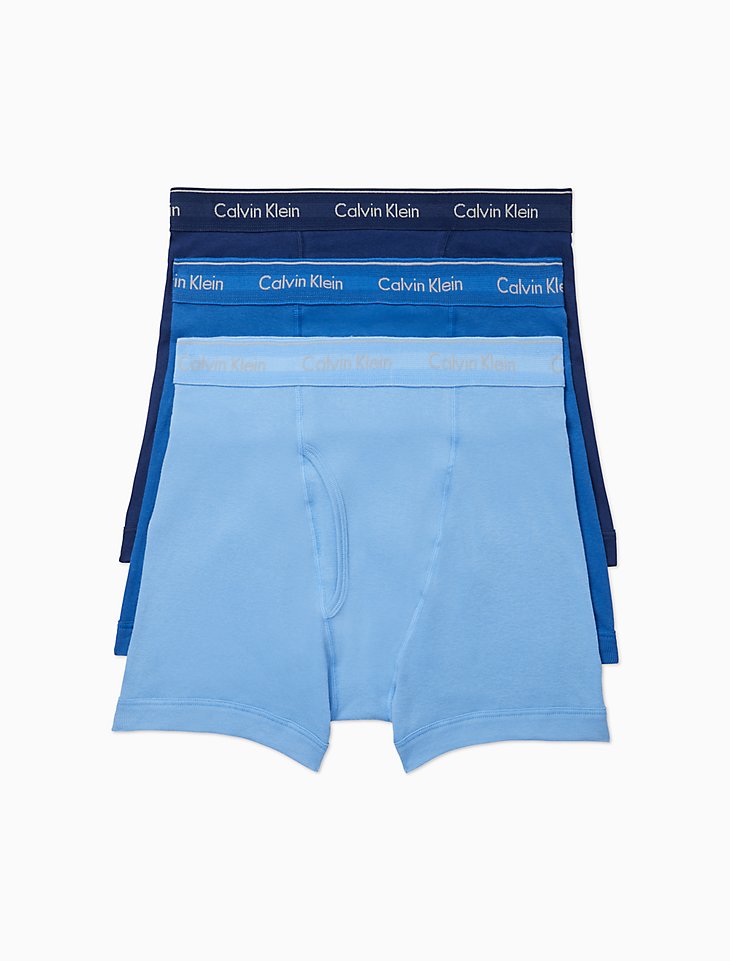 Opstand Bestuurbaar favoriete Men's Calvin Klein | All Cotton Boxer Brief 3-Pack | Blues - F.L. CROOKS.COM