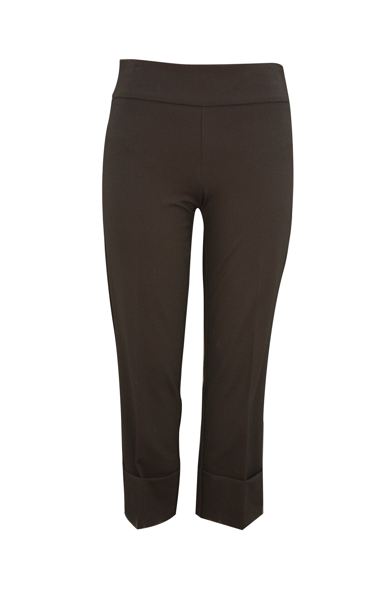 Women s Up Crop Pull On Pants with Wide Cuffs Black F.L