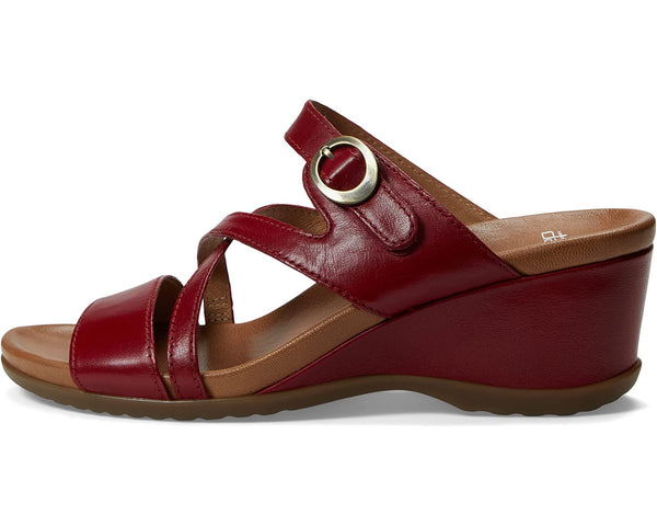 Women's Dansko | Ana Glazed Kid Leather Wedge Sandal | Red