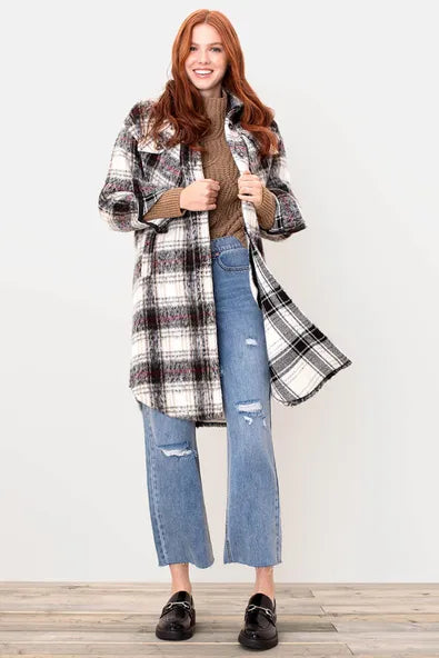 Women's Tribal Jeans | Drop Shoulder Long Shacket | Ruby