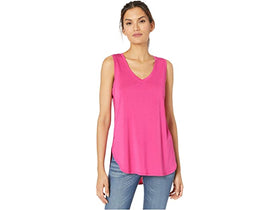 Women's Tribal | V-Neck Tank Top with Side Slits | Hot Pink