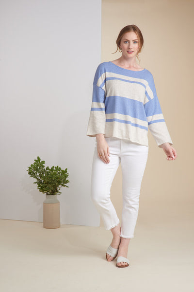 Women's Habitat | Long Sleeved Striped Sweater | Ocean Blue