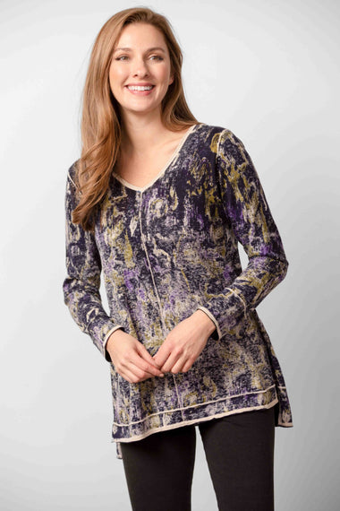 Women's Habitat | Hand Painted Elliptical Pullover | Rain Floral