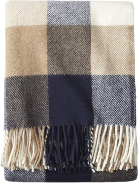 Women's Pendleton | Eco-Wise Fringed Wool Throw | Navy/Camel
