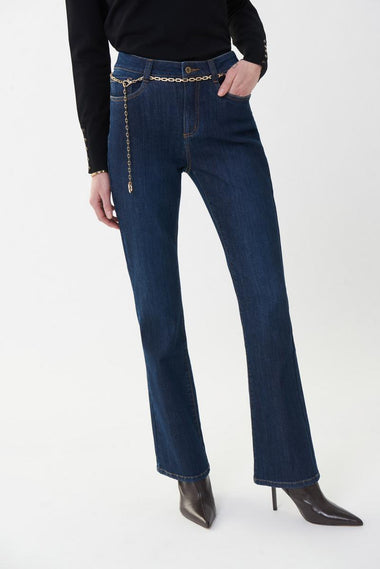 Women's Joseph Ribkoff | Chic 5 Pocket Jean with Chain Belt | Indigo