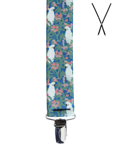 Men's Buckle 1922 | Y-Back Suspenders | Ali Wilkinson Cockatoo Print