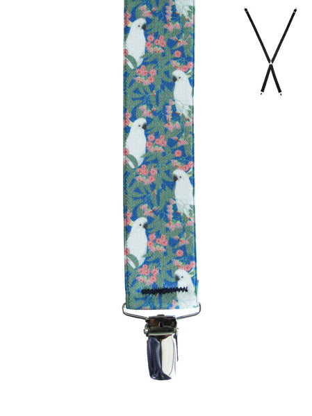 Men's Buckle 1922 | Y-Back Suspenders | Ali Wilkinson Cockatoo Print