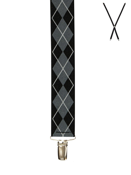 Men's Buckle 1922 | X-Back Suspenders | Black Argyle Print