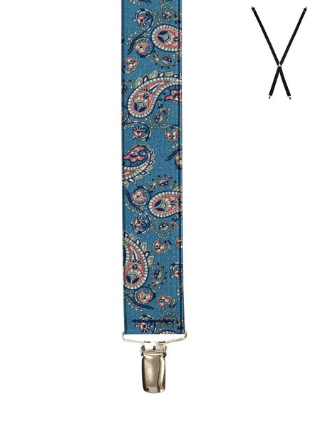 Men's Buckle 1922 | Y-Back Suspenders | Blue Paisley Print