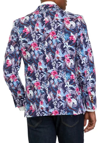 Men's Tallia | Tropical Sport Coat | Magenta/Blue