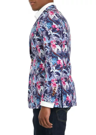 Men's Tallia | Tropical Sport Coat | Magenta/Blue