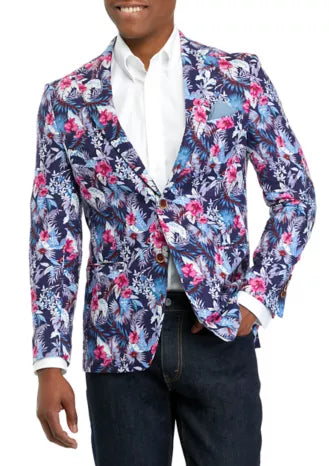 Men's Tallia | Tropical Sport Coat | Magenta/Blue