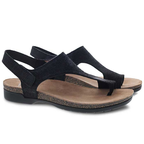 Women's Dansko | Reece Toe Loop Waxy Burnished Sandal | Black