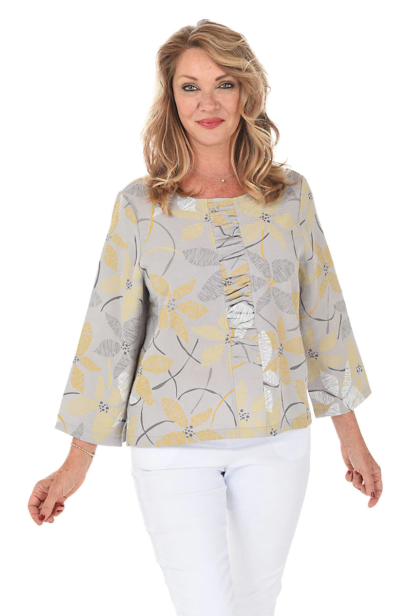 Women s Habitat Starflower Ruched Pullover Blouse Dove F.L