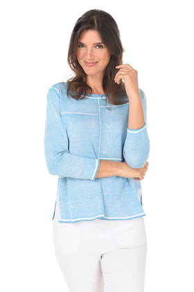 Women's Habitat | Seamed Lightweight Cotton Sweater | Cerulean