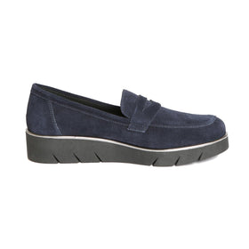 Women's FLEXX | Harrow Wedge Penny Loafer | Suede Navy