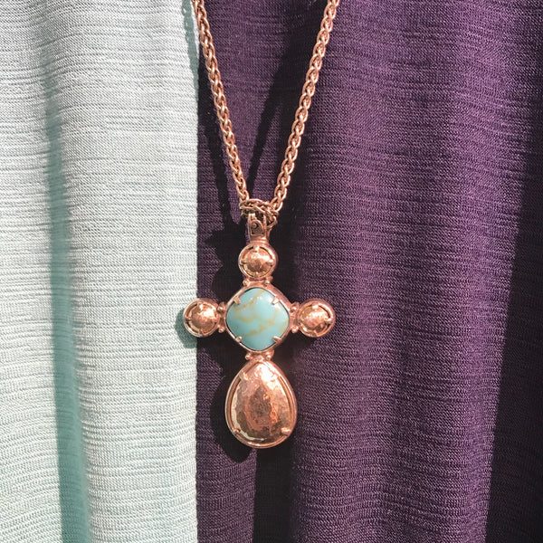 Women's Brighton | Graceful Cross Turquoise Long Necklace | Silver