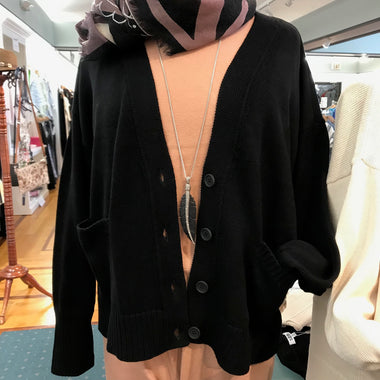 Women's 525 America | Relaxed Pocket All Cotton Cardigan | Black