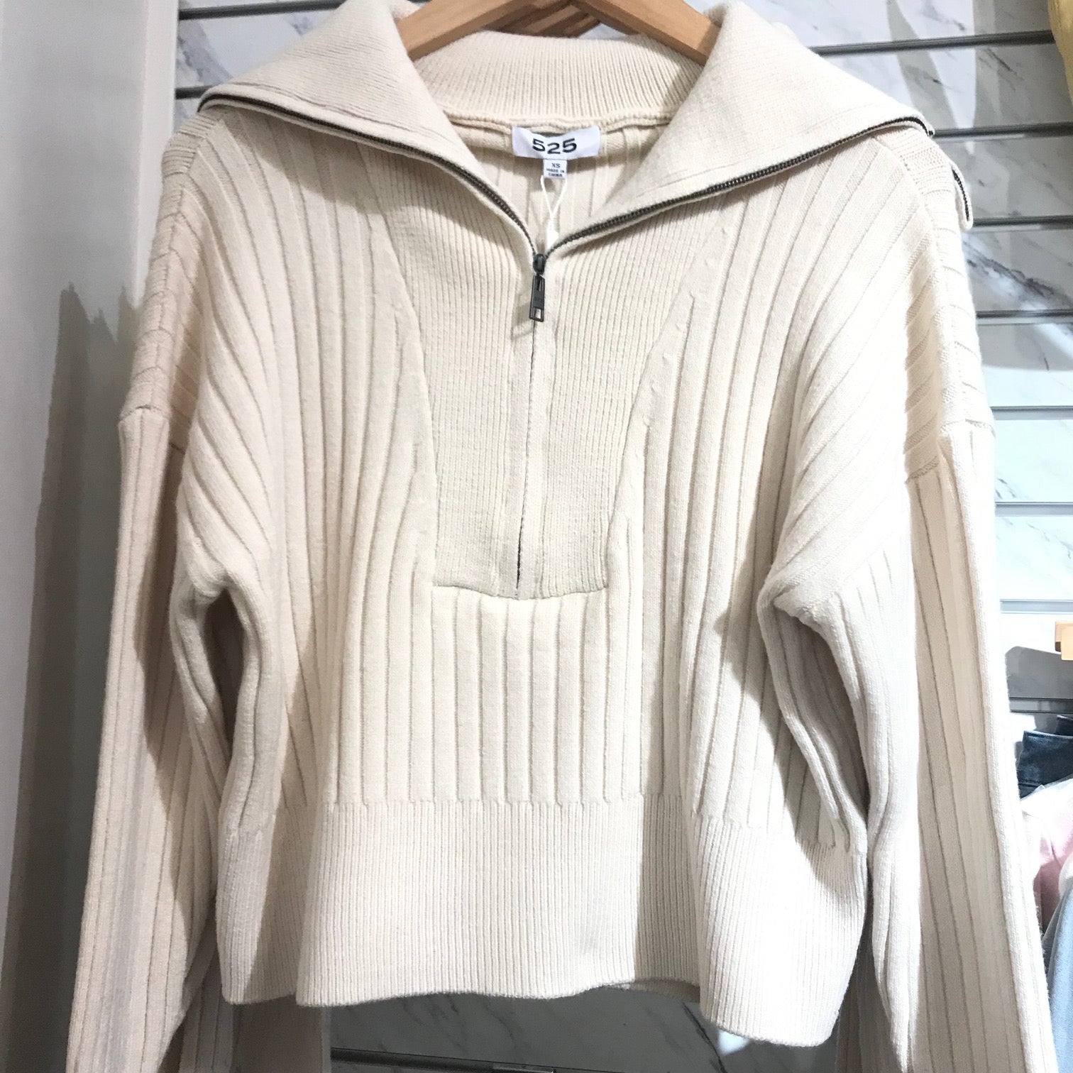 Cream Zip Jumpers Womens Women's Alpaca Mix Quarter Zip Sweater