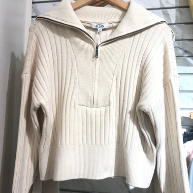 Women's 525 America | Rib Knit Quarter Zip Sweater | Cream