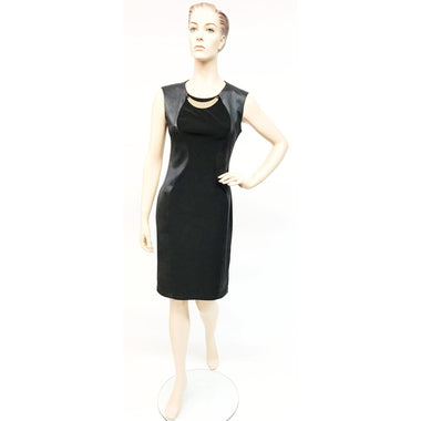 143554 Hourglass Sheath Dress with Gold Collar Necklace | Black