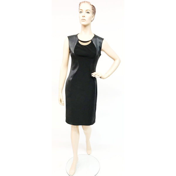 143554 Hourglass Sheath Dress with Gold Collar Necklace | Black