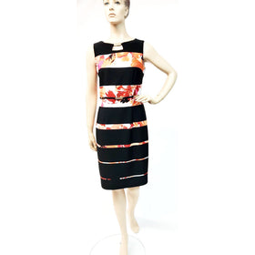 162708 Swirl of Flower Paneled Dress | Black