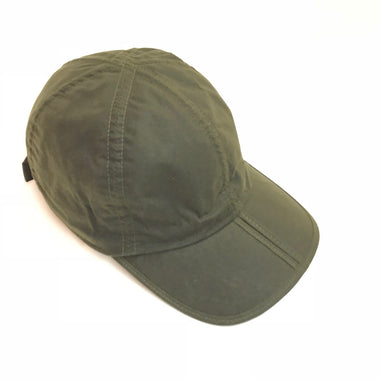 Men's Wigens | Waxed Cotton Baseball Cap with Folding Brim | Olive - FL Crooks