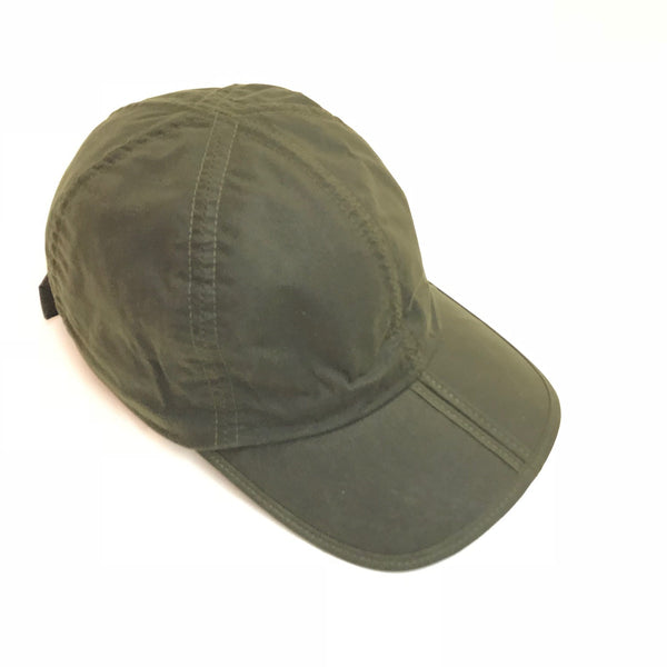 Men's Wigens | Waxed Cotton Baseball Cap with Folding Brim | Olive - FL Crooks