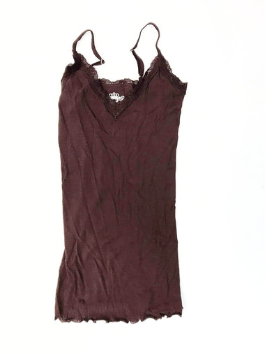 Women's Sugar Lips | Stretch Ribbed Camisole w/ Lace | Chocolate Brown